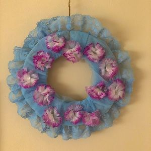 Handmade Pastel Sparkly Lacy Fabric Wall Wreath